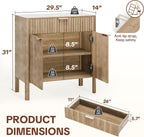 Fluted Buffet Cabinet Accent with Doors & Drawer 31" Oak | Anti-tipping Design, Scratch & Water-resistant, Pre-drilled Easy Assembly Versatile for Kitchen, Entryway & Living Room