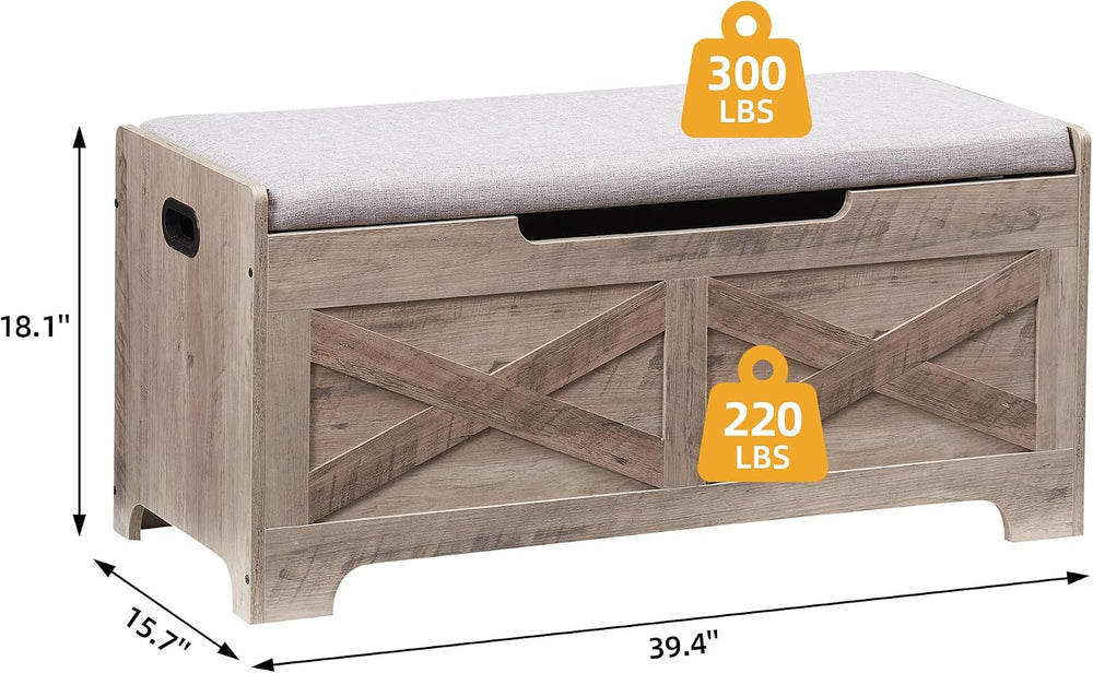 coucheta Storage Chest, Farmhouse Storage Trunk, Wooden Entryway Storage Benc...