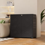 ADDOK Indoor Outdoor Plastic Storage Cabinet 34"x15"x34" with 1 Shelf, Outdoor Storage Shed for Living Room, Hallway, Balcony, Garage, Garden,Black
