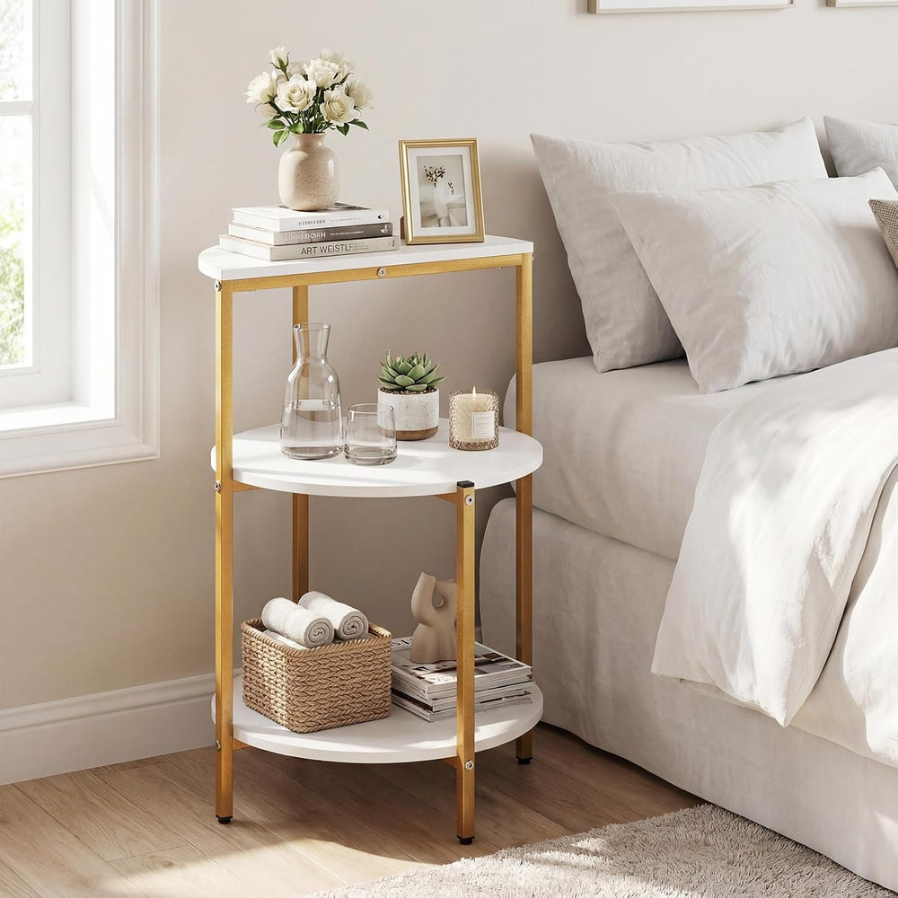 Giantex 3-Tier Round Side Table Set of 2, Wood Bedside Sofa End Table with St...
