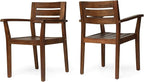 Merax Acacia Wood Dining Chairs Set of 2,Stamford Outdoor Acacia Wood Dining Chairs for Kitchen, Living Room,Outdoor,Dark Brown