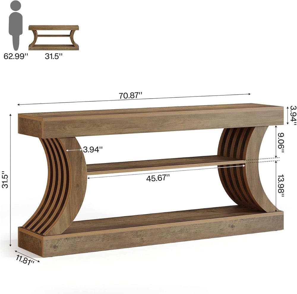 Tribesigns 70.9-Inch Long Farmhouse Entryway Console Table with Storage | 3-T...