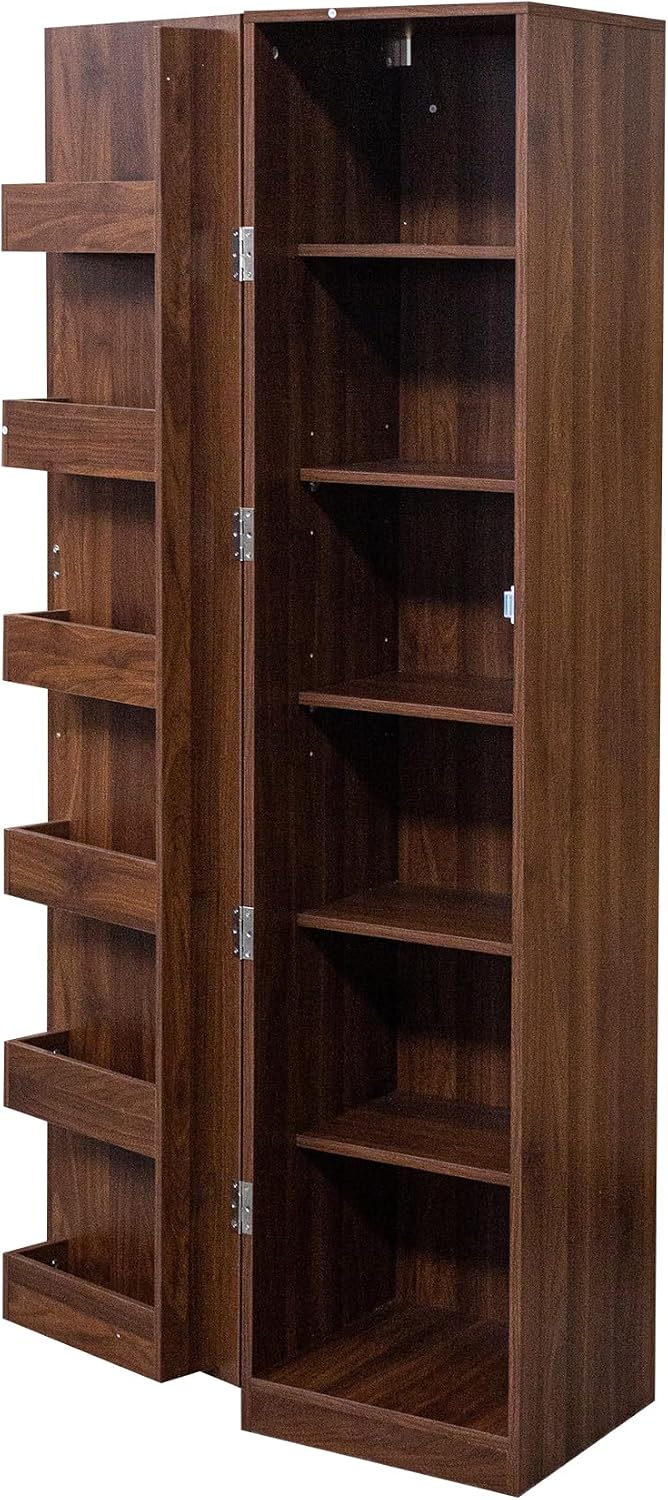 Kitchen Pantry Cabinet with 6 Shelves & 6 Side Racks, 2 Adjustable Shelve...