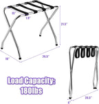 Tangkula Chrome Luggage Rack for Guest Room, No Assembly Required, Folding Metal Suitcase Stand with Nylon Belts, for Home Bedroom Guest Room Hotel, Luggage Rack, Silver (1)