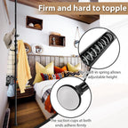 Coat Rack Freestanding, 56 to 125 inch Adjustable Tension Rod Hanger with 12 Hooks for Hanging Coat, plant,Jacket, Hat, Scarf, Suitable for Living Room, Balcony, Kitchen Black