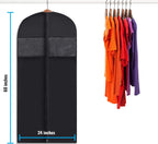 Plixio 60” Black Garment Bags for Hanging Clothes, Men Suit Bag for Travel and Clothing Closet Storage of Women Dress, Shirts, Coats, Suit Cover - Includes Zipper and Transparent Window (Pack of 6)