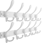 Dseap Coat Rack Wall Mount 2.0 Pro: Heavy Duty 300% Thicker, 16" Stud Mount, Stainless Steel Wall Coat Hooks Hanger for Clothes Jackets Hats Entryway Closet, MaxStrong Series, White, Pack of 2