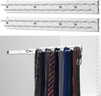 Blulu 2 Pcs 13.8'' Sliding Tie Rack Hangers for Closet, 25(Total 50) Tie Pull Out Wall Mounted Extending Sturdy Metal Belt Organizer Holder for Men Belt Storage, Sliver