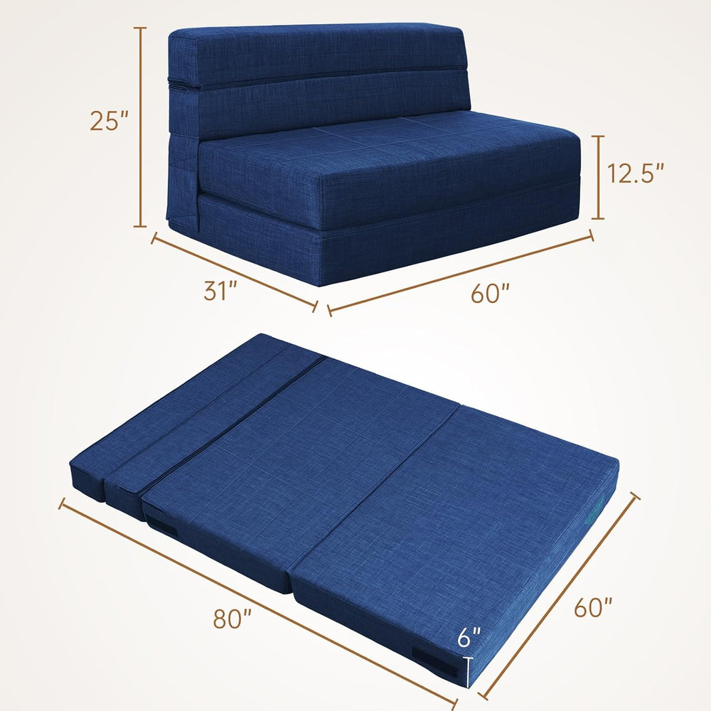 Nigoone 60 Inch Folding Sofa Couch Memory Foam with Pillow Convertible Sleepe...
