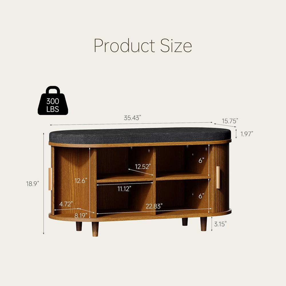 DHH 2-Tier Storage Bench,Wide Shoe Bench with Thickened Padded Seat Cushion, ...