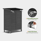 MCombo Outdoor Storage Cabinet, Small Storage Shed with Removable Shelf, Wood Garden Shed with 2 Doors for Yard Patio Lawn (24.6 x 18.3 x 38.2 inch) 0985 (Grey)