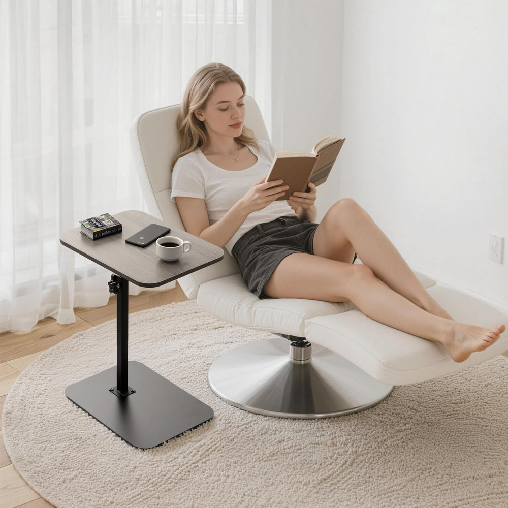 ZEAPTAC C-Shaped Side Table, 360° Swivel Height Adjustable, Lightweight Porta...