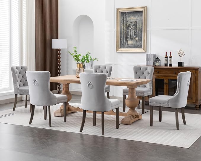 KCC Velvet Dining Chairs Set of 2, Upholstered High-end Tufted Dining Room Ch...