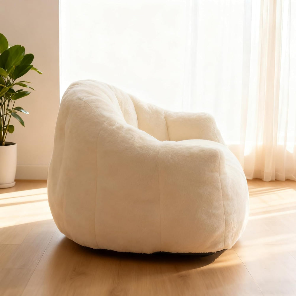Giant Shell Bean Bag Chair for Adults, Faux Fur Shell-Shaped Floor Sofa with ...