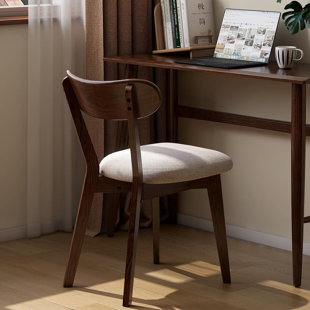 Mid Century Modern Walnut Dining Chair – FAS-Grade Oak Frame, Single Solid Wo...