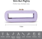 Aveniee Clear Makeup Brush Bag, Slim Brush Holder Cosmetic Case, Small Travel Toiletry Bag for Women, Thin Make up Bags with Dual Zipper, Cute Travel Essentials Srorage Bag.Lilac