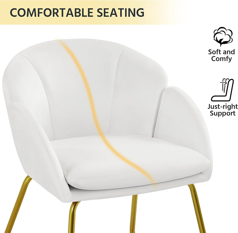 Yaheetech Modern Velvet Vanity Chair Armchair, Flower Shaped Makeup Chair wit...