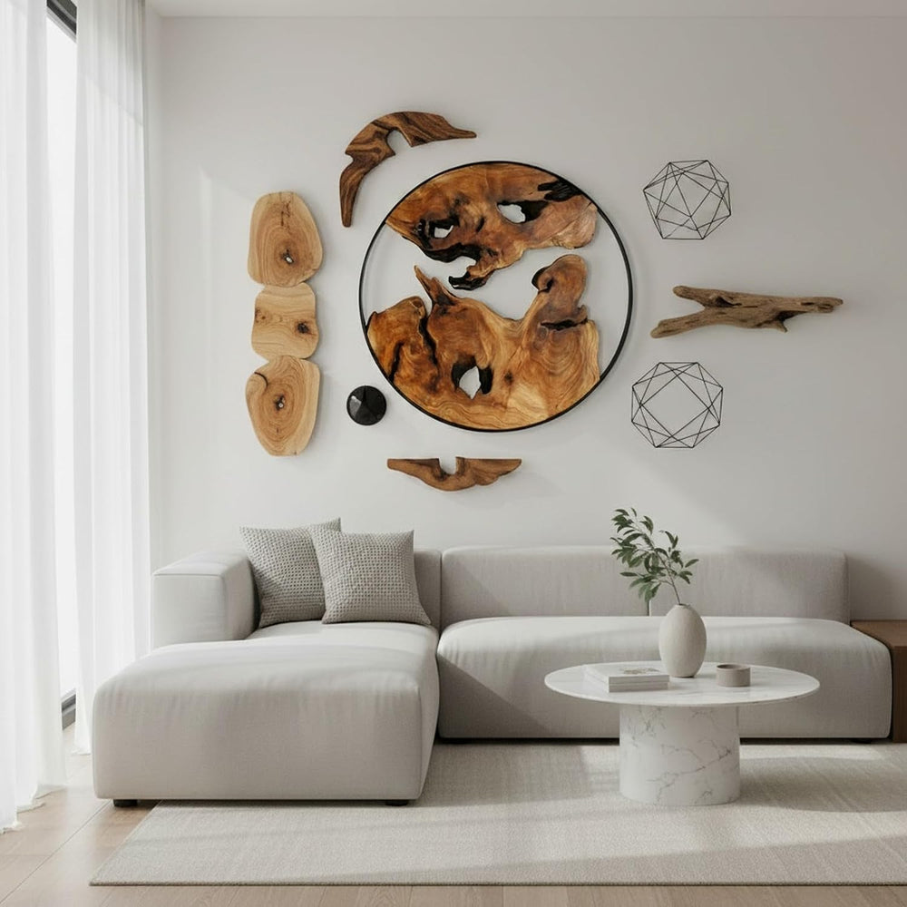 Cedar Wood Wall Decor, 16" x 16" Natural Live Edge Wall Art, Handcr...