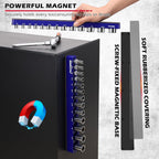 2-Piece 3/8"-Drive SAE Magnetic Socket Organizer Set (Holds 26 Sockets) - Detachable Tool Tray with 5mm Magnetic Base, Screw-Fixed Design & Heavy-Duty Modular Storage for Garage/Home Workshop