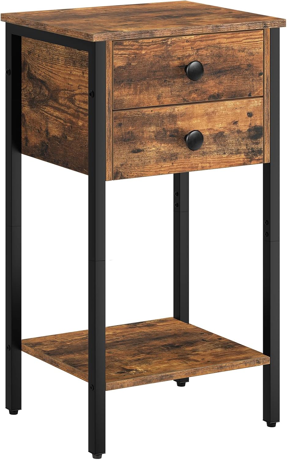 HOOBRO Tall Nightstand, End Table with 2 Drawers and Storage Shelf, Industria...