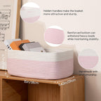 Storage Baskets for Organizing 3 Pack, Woven Baskets for Shelves, Closet Organizer Bins Empty Gift Basket Toy Storage for Toys, Books, Towels, Clothes, 15"x11.42"x6.7", Pink