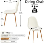 NORDICANA Set of 4 Dining Kitchen Mid-Century Modern Chairs with Metal Legs and Faux Fur Cushion for Living Room Kitchen Small Space, White