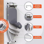 Xabitat Full Size Ironing Board 57" X 13" with Wall Mount Hanger, Full Metal Construction Iron Board, Built in Iron Caddy, Heat & Scorch Resistant Fabric, Cord Holder, Anti-Skid Feet, Heavy Duty