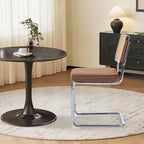 3-Piece 23.6" Round Dining Table Set for 2 with Upholstered Chairs – Space-Saving Modern Small Kitchen Cafe Bistro Set(Coffee Linen Chair)