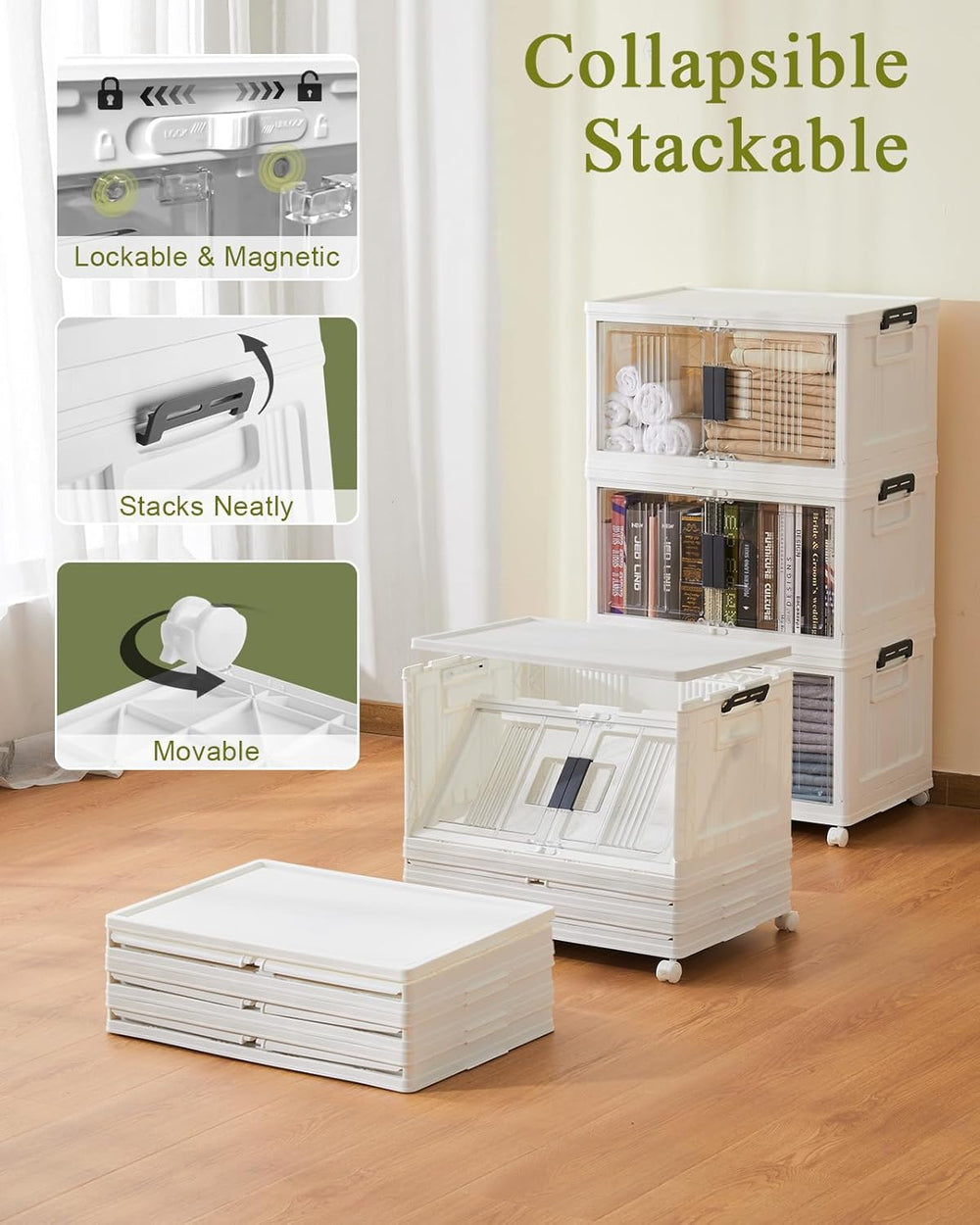 OlarHike 144QT Storage Bins with Lids for Closets, Office, Dorm, 3 Pack