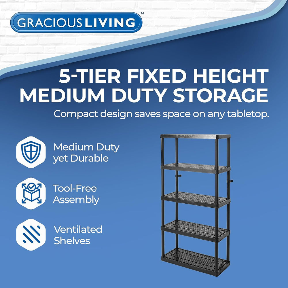 Gracious Living 5 Shelf Fixed Height Ventilated Medium Duty Storage Unit