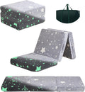 Kids Floor Mattress, Foldable Foam Mattress,57 x 23 in,Glow Star | Foldable floor mattress for kids,child trifold foam mattress,folding mat,glow-in-the-dark star,with storage bag