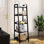 Acehome 5 Tier Ladder Shelf, Large Capacity Bookshelf with Steel Frame and Wooden Surface, for Living Room, Bedroom, Kitchen, Black