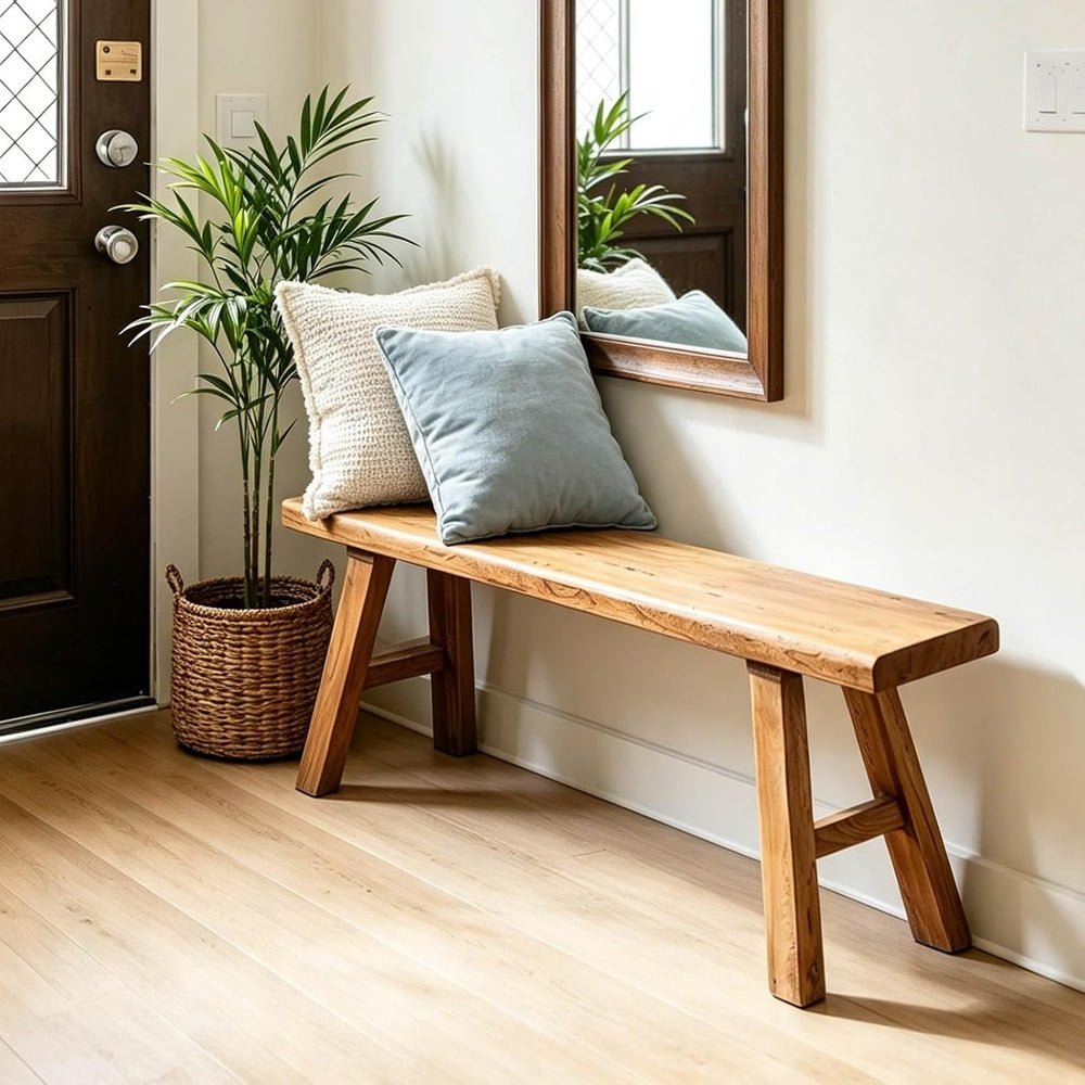 Narrow Entryway Bench Farmhouse Wood End of Bed Bench 20" 32" 39&qu...