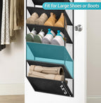 AOODA 10 Tier Clear Over the Door Shoe Organizer Storage, Deep Pockets Large Hanging Shoe Rack for Closet Door, Fit 20 Pairs Shoe Holder Hanger for Sneakers, Boots (Black)