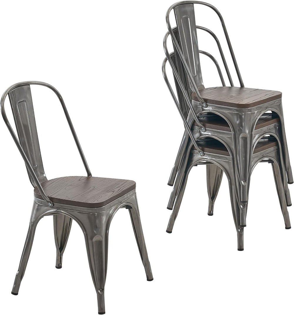Nazhura Metal Dining Chair Farmhouse Tolix Style for Kitchen Dining Room Pati...