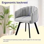 Swivel Dining Chairs Set of 2: Comfy Fabric Upholstered Metal Modern Accent Kitchen Chair with Arms & Back Black & Gray