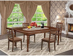 East West Furniture DOML5-MAH-C 5 Piece Dining Room Table Set Includes a Rectangle Kitchen Table with Butterfly Leaf and 4 Linen Fabric Upholstered Dining Chairs, 42x78 Inch, Mahogany
