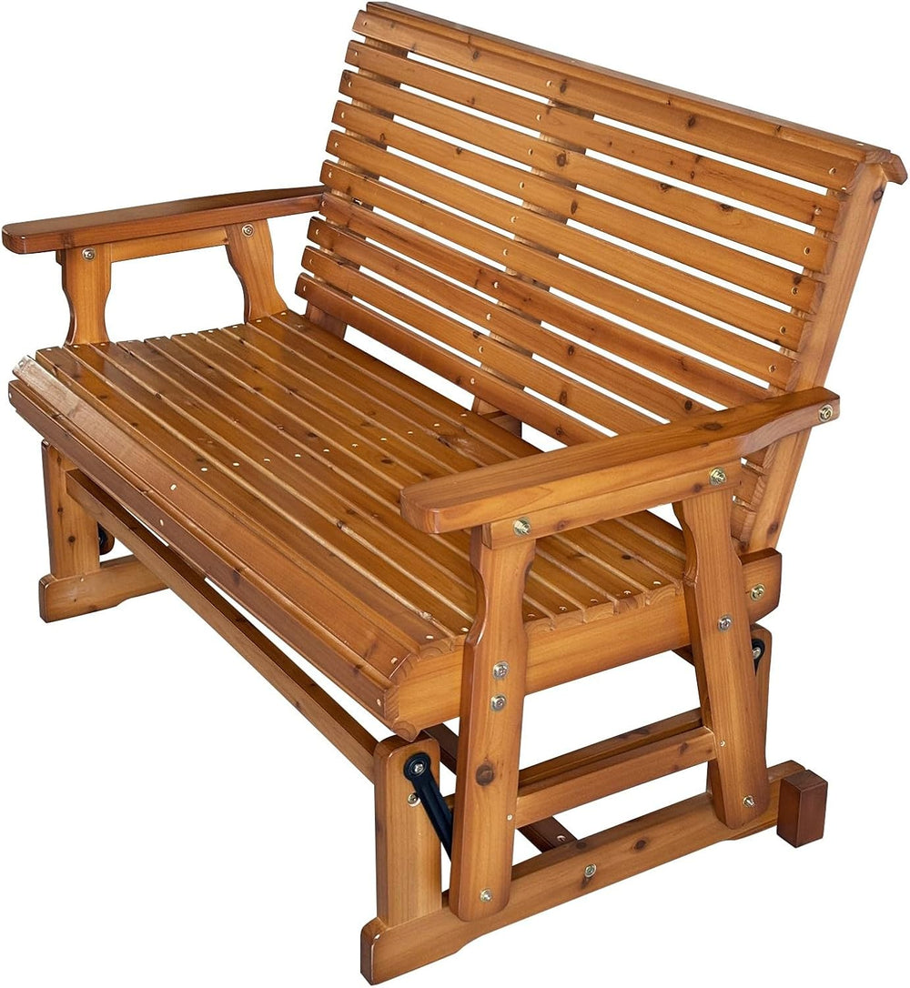 Fortune Candy Wooden Patio Glider with High Roll Back and Deep Contoured Seat...
