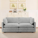 ROWHY 78'' Sectional 2 Seat Cloud Loveseat with 2 Throw Pillows, Modern Corduroy Love Seat, Cozy Sofa for Living Room, Office and Bedroom, Light Grey