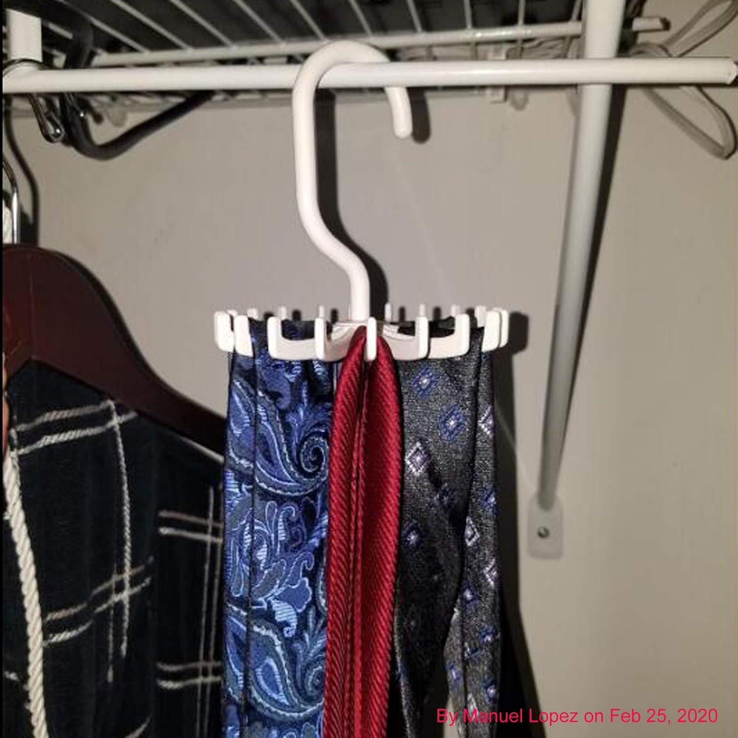 3 Pack Twirl Ties Rack Hanger Closet Organizer Hook Holder (White) | headband