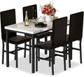 Hooseng Dining Table Set for 4, Modern Faux Marble Kitchen Table with 4 PU Leather Chairs, 5 Piece Dining Room Sets for Dinette, Breakfast Nook, Black