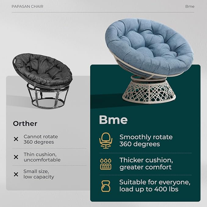 Bme 40" Ergonomic Wicker Papasan Chair
