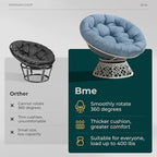 Bme 40" Ergonomic Wicker Papasan Chair