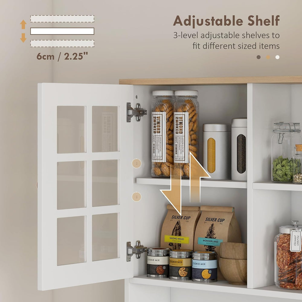 31.5"D*14.5"W*72"H Freestanding Kitchen Pantry with 4 Adjustab...