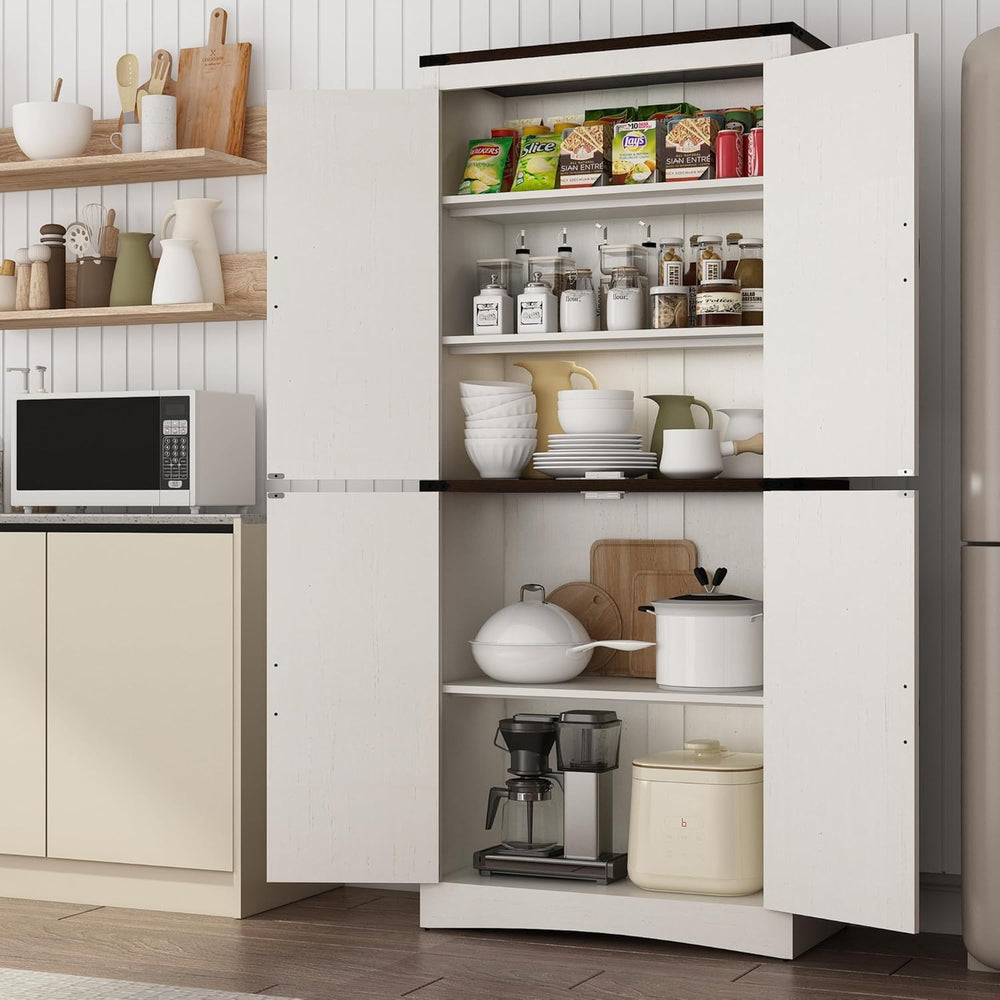 chartustriable 71in Farmhouse Kitchen Pantry Cabinet,Tall Storage Cabinet wit...