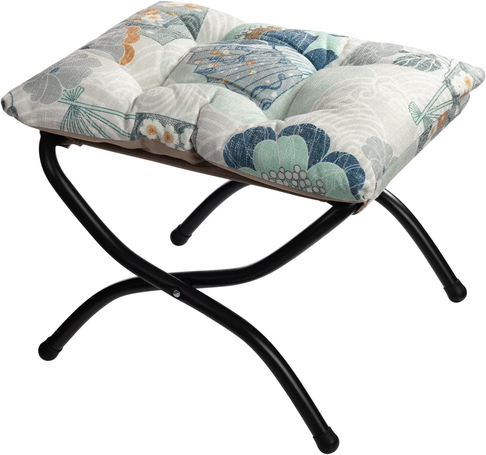 HollyHOME 15"(H) Folding Footrest Stool, Upholstered Small Foldable Otto...
