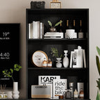 TUSY 71" Large TV Stand Set - TV Entertainment Center for TVs up to 65", Media Center with Tempered Glass Doors and Drawer, TV Hutch with Bookshelves for Living Room (Black, BEEB)