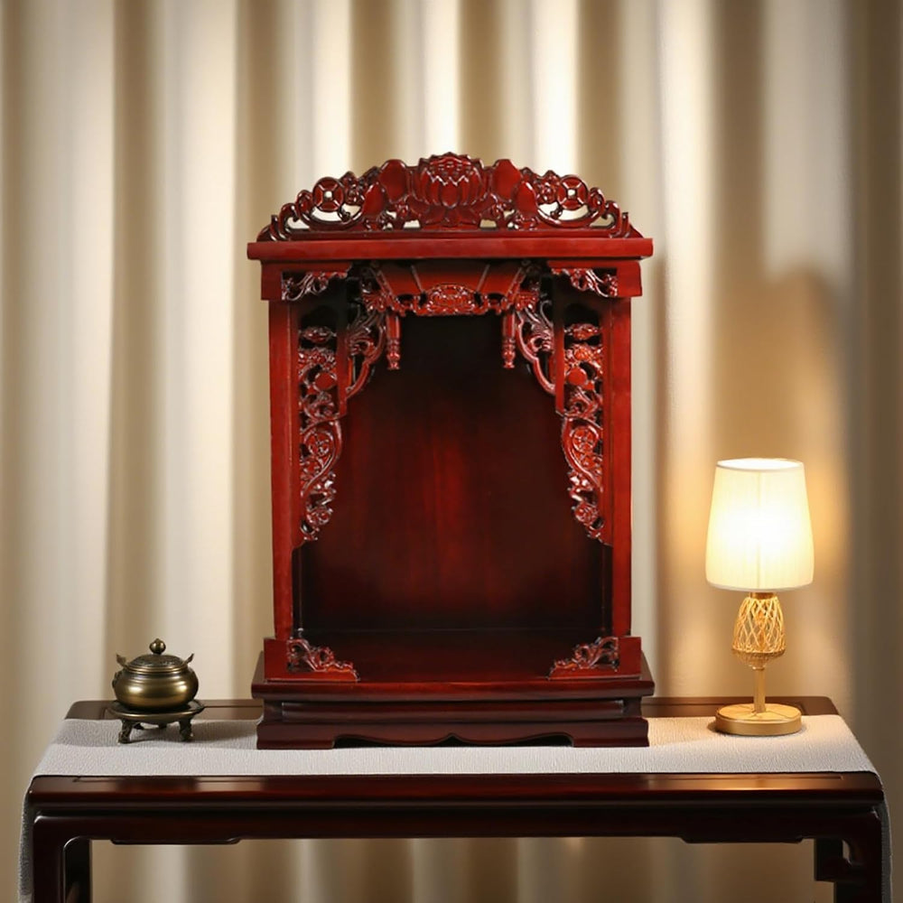 Wall Mounted Shrine Buddhist Altar, Solid Wood Meditation Altar Table, Buddha...
