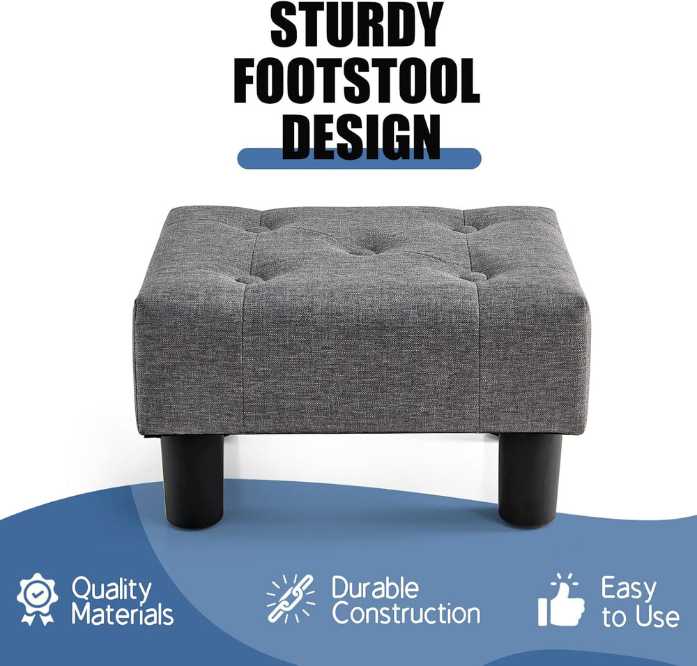 BRIAN & DANY Small Foot Stool, Linen Foot Stools with Legs, Stable Small ...