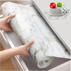 Beautysaid Shelf and Drawer Liner for Kitchen Cabinet, Non Adhesive Non Slip Shelf Paper Waterproof Washable Thickened for Dresser Pantry Shelve Bathroom Protector Liner(Marble,23.6 in x 10 FT)
